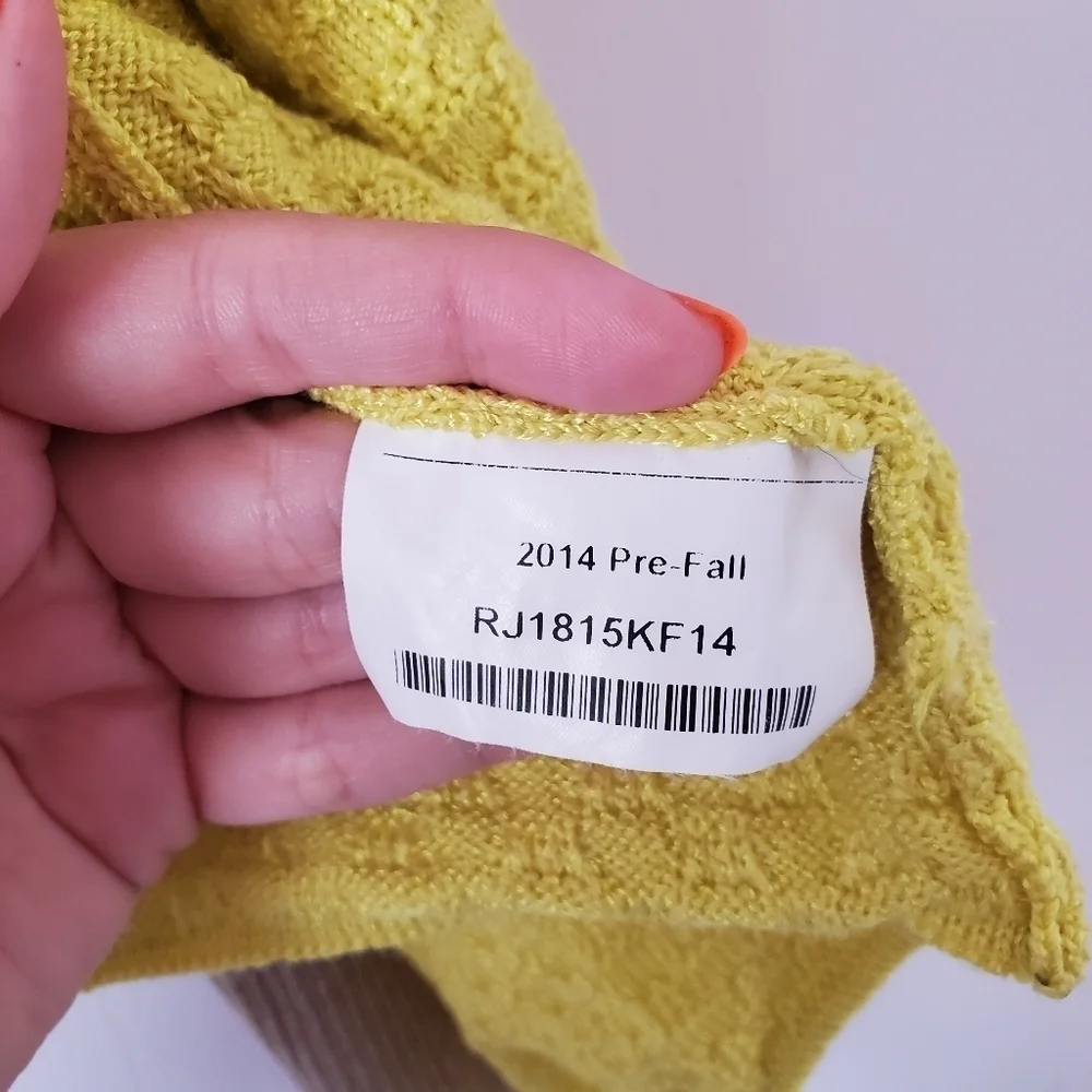 St. John Draped Cardigan Small Neon Yellow Beige
